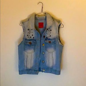 Denim studded vest